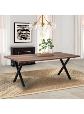 Τραπέζι Jeremy Megapap Mdf - μεταλλικό χρώμα καρυδί 200x100x75εκ.