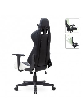 Καρέκλα γραφείου Gaming Alonso Megapap από τεχνόδερμα χρώμα λευκό - μαύρο 67x70x125/135 εκ.