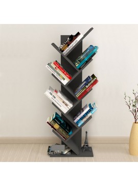 Βιβλιοθήκη μελαμίνης Milton Megapap χρώμα ανθρακί 44x22x121εκ.