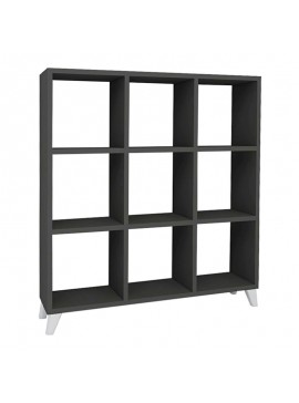 Βιβλιοθήκη μελαμίνης Saul Megapap χρώμα ανθρακί 88,2x20x88,2εκ.