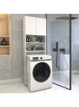 Έπιπλο πλυντηρίου Ramsey Megapap χρώμα λευκό 65x27x190,6εκ.