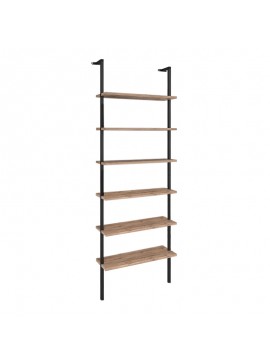 Βιβλιοθήκη τοίχου Madison Megapap μεταλλική - μελαμίνης χρώμα μαύρο - pine oak 60x20x183εκ.