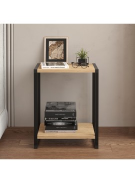 Κομοδίνο Gina Megapap χρώμα sapphire oak - μαύρο 39x30x48εκ.