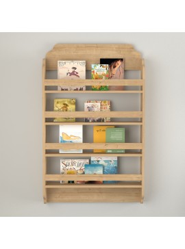 Επιτοίχια βιβλιοθήκη - ραφιέρα Montessori Megapap χρώμα sapphire oak 80x15x132εκ.