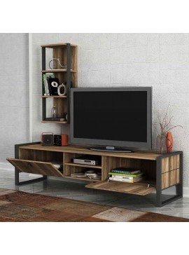 Σύνθεση τηλεόρασης Ursula Megapap χρώμα καρυδί - μαύρο 184,5x34x45εκ.