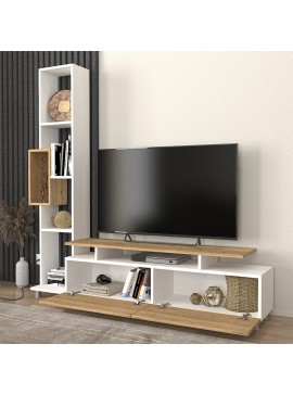 Σύνθεση τηλεόρασης Tulip Megapap χρώμα λευκό - sepet oak 160x29,5x160εκ.