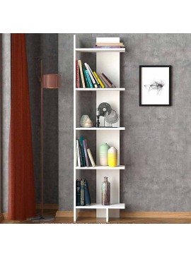 Βιβλιοθήκη Perla Megapap χρώμα λευκό 48x22x170εκ.