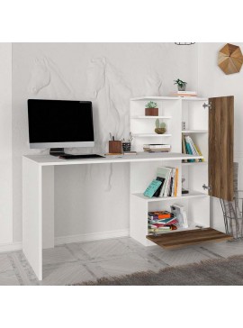 Γραφείο εργασίας Merino Megapap χρώμα λευκό - καρυδί 149,5x61,8x120εκ.