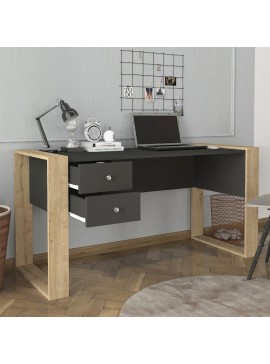 Γραφείο εργασίας Fernando Megapap χρώμα ανθρακί - sapphire oak 158,4x60x72,2εκ.