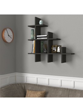 Ραφιέρα τοίχου Juke Megapap χρώμα ανθρακί 81,8x18x80εκ.