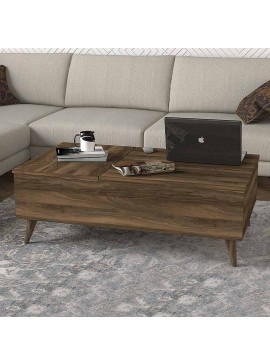 Τραπεζάκι σαλονιού Roy Megapap με σερβιτόρο χρώμα καρυδί 121x69x40εκ.