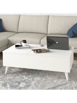 Τραπεζάκι σαλονιού Roy Megapap με σερβιτόρο χρώμα λευκό 121x69x40εκ.