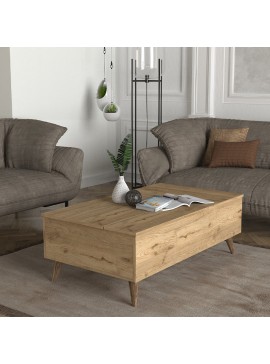 Τραπεζάκι σαλονιού Roy Megapap με σερβιτόρο χρώμα sepet oak 121x69x40εκ.