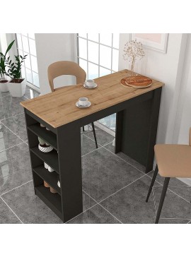 Τραπέζι μπαρ Monaco Megapap χρώμα ανθρακί - sapphire oak 120x51,6x101,8εκ.