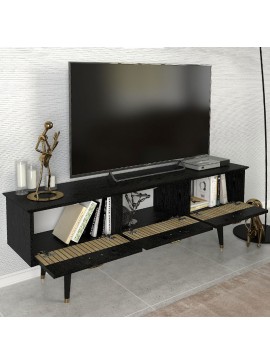 Έπιπλο τηλεόρασης Bolea Megapap χρώμα modern black 150x35x49,7 εκ.