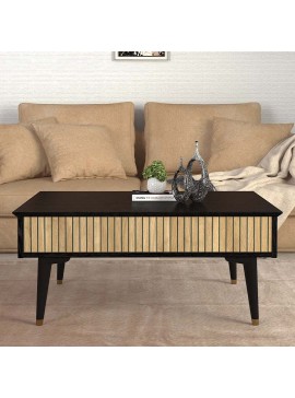 Τραπεζάκι σαλονιού Bolea Megapap χρώμα modern black - φυσικό οξιάς 90x60x38,6εκ.