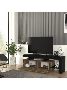 Έπιπλο τηλεόρασης Acnes Megapap χρώμα μαύρο - καρυδί 160x40x53εκ.