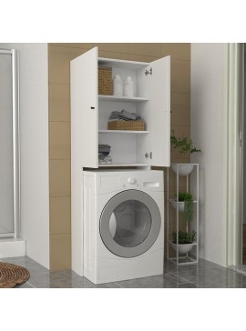 Έπιπλο πλυντηρίου Romme Megapap χρώμα λευκό 65x27,1x180εκ.