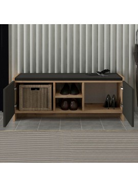 Παπουτσοθήκη Verly Megapap χρώμα sapphire oak - ανθρακί 110x33,2x43εκ.