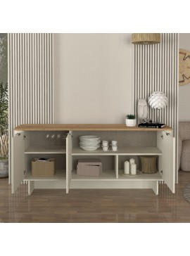 Μπουφές Bohema Megapap χρώμα ivory - sepet oak 180x47x76,6εκ.