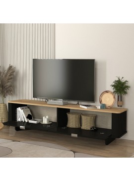 Έπιπλο τηλεόρασης Bohema Megapap χρώμα μαύρο - sepet oak 180x47x45,6εκ.