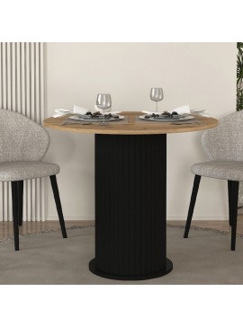 Τραπέζι Bohema Megapap χρώμα μαύρο - sepet oak Ø90x77,7εκ.