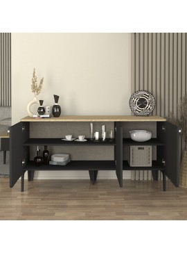 Μπουφές Pedro Megapap χρώμα ανθρακί - rota oak 150x45x75εκ.