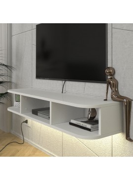 Έπιπλο τηλεόρασης επιτοίχιο Bask Megapap με LED χρώμα λευκό 120x29,6x19,2εκ.