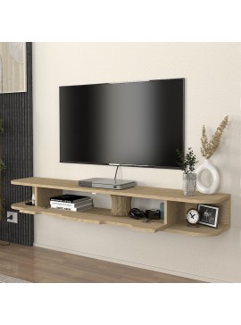 Έπιπλο τηλεόρασης επιτοίχιο Noland Megapap με LED χρώμα rota oak 150x35x19,2εκ.