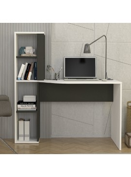 Γραφείο εργασίας Gemini Megapap χρώμα ανθρακί - λευκό 121,8x59,6x131,8εκ.