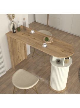 Τραπέζι μπαρ Bohema Megapap χρώμα sepet oak - ivory 150x51,6x101,8εκ.