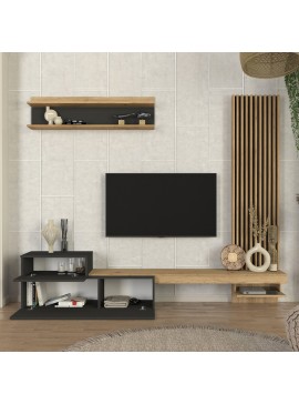 Σύνθεση τηλεόρασης Dumont Megapap χρώμα ανθρακί - sepet oak 240x36,8x200εκ.