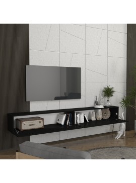 Έπιπλο τηλεόρασης επιτοίχιο Espanse Megapap χρώμα μαύρο 241,8x31,7x30εκ.