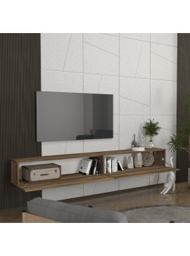 Έπιπλο τηλεόρασης επιτοίχιο Espanse Megapap χρώμα καρυδί 241,8x31,7x30εκ.