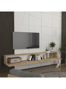 Έπιπλο τηλεόρασης επιτοίχιο Espanse Megapap χρώμα sapphire oak 241,8x31,7x30εκ.