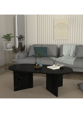 Τραπεζάκι σαλονιού Cortado Megapap χρώμα sencron black 120x60x39,6εκ.
