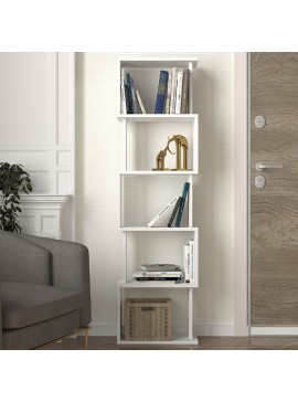 Βιβλιοθήκη Alvina Megapap χρώμα λευκό 45x19,6x158,8εκ.