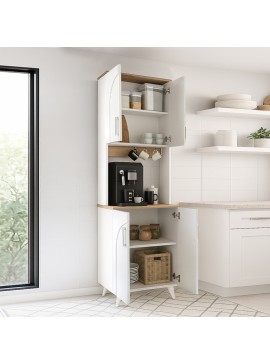 Έπιπλο κουζίνας Kalira 2 Megapap χρώμα λευκό - rota oak 60x40x196εκ.