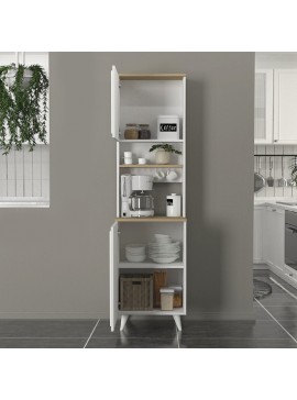Έπιπλο κουζίνας Potter 1 Megapap χρώμα λευκό - rota oak 53,4x39,6x196,1εκ.