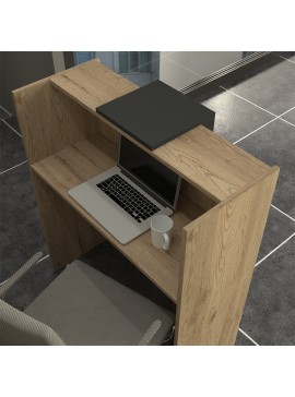 Γραφείο υποδοχής - reception Hola Megapap χρώμα sepet oak - ανθρακί 93,6x45,2x110,3εκ.
