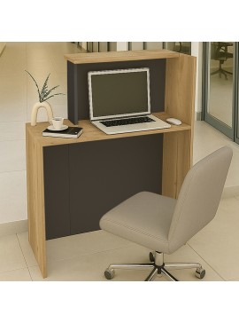 Γραφείο υποδοχής - reception Enter Megapap χρώμα sepet oak - ανθρακί 86,9x40x110,3εκ.