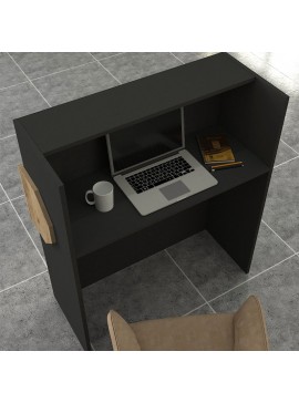 Γραφείο υποδοχής - reception Aloha Megapap με LED χρώμα ανθρακί - sepet oak 95,5x40x110,3εκ.
