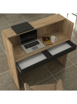 Γραφείο υποδοχής - reception Navita Megapap με LED χρώμα sepet oak - ανθρακί 113,6x42x111,8εκ.