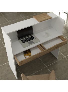 Γραφείο υποδοχής - reception Navita Megapap με LED χρώμα λευκό - sepet oak 113,6x42x111,8εκ.