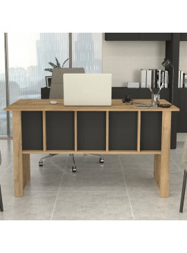 Γραφείο εργασίας Nika Megapap χρώμα sepet oak - ανθρακί 140x60x75εκ.