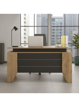 Γραφείο εργασίας Remida Megapap χρώμα sepet oak - ανθρακί 140x60x76,9εκ.