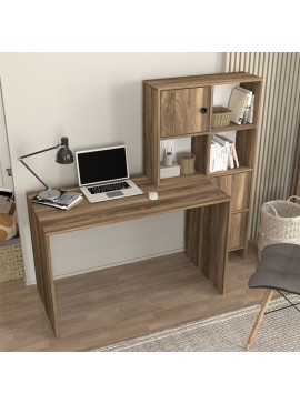 Γραφείο εργασίας Lesya Megapap αναστρέψιμο χρώμα καρυδί 159,2x59,6x141,2εκ.