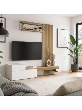 Σύνθεση τηλεόρασης Dumont Megapap χρώμα λευκό - sepet oak 180x36,8x200εκ.