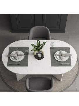 Τραπέζι Cortado Megapap χρώμα λευκό εφέ μαρμάρου 138x80x75εκ.