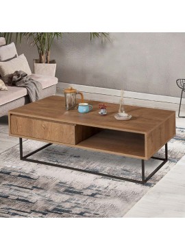 Τραπεζάκι σαλονιού Amedeo Megapap χρώμα καρυδί 120x60x43εκ.